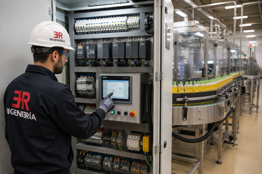automatización industria alimentaria con instalaciones eléctricas industriales y cuadro de control.